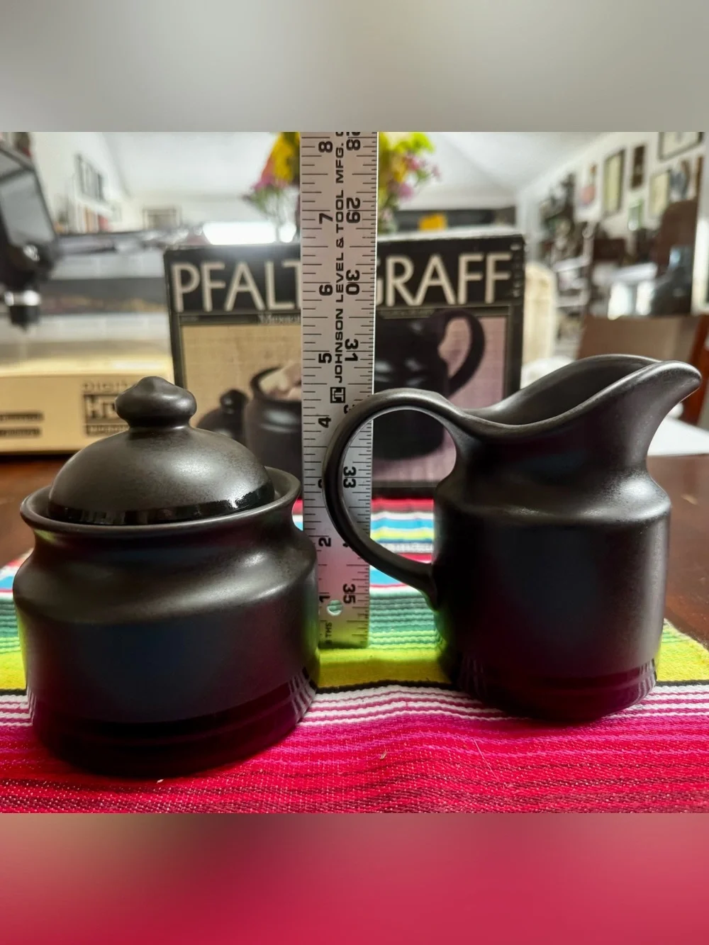 Pfaltzgraff Midnight Sun Black Ceramic Sugar Bowl & Creamer Set
